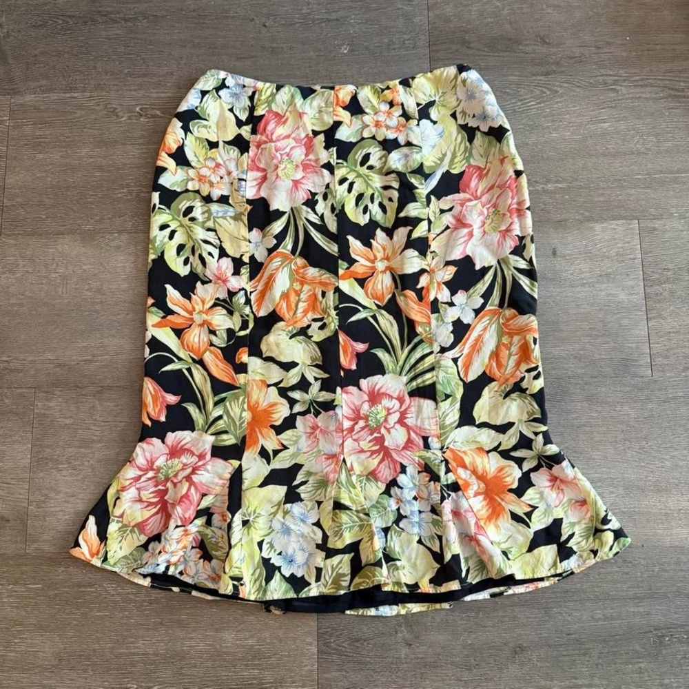 Talbots Tropical Floral Midi Skirt